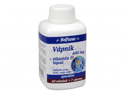 Lekáreň Adonai MedPharma VÁPNIK 600 mg + Vitamín D liq. | 67 tbl