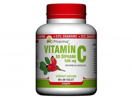 BIO Pharma Vitamín C so šípkami 500 mg 90+30 tbl