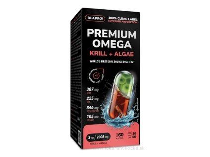 BE A PRO! Premium Omega Krill + Algae kapsuly 60 ks