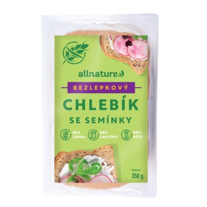 allnature bezlepkovy chlebik se seminky 350 g