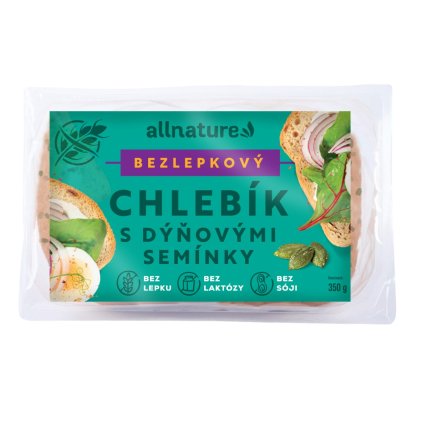 allnature bezlepkovy chlebik s dynovymi seminky 350 g