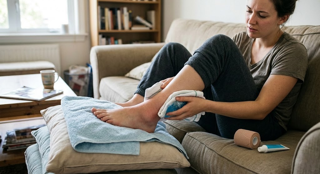 Výron kotníku – jak ho poznat, co dělat a kdy vyhledat lékaře