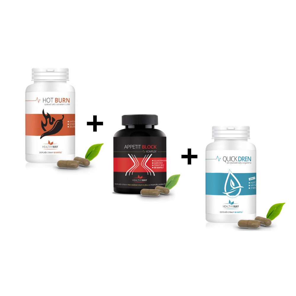 Svatá trojice hubnutí a detoxu: Quick Dren, Hot Burn a Appetit Block od Healthy Way