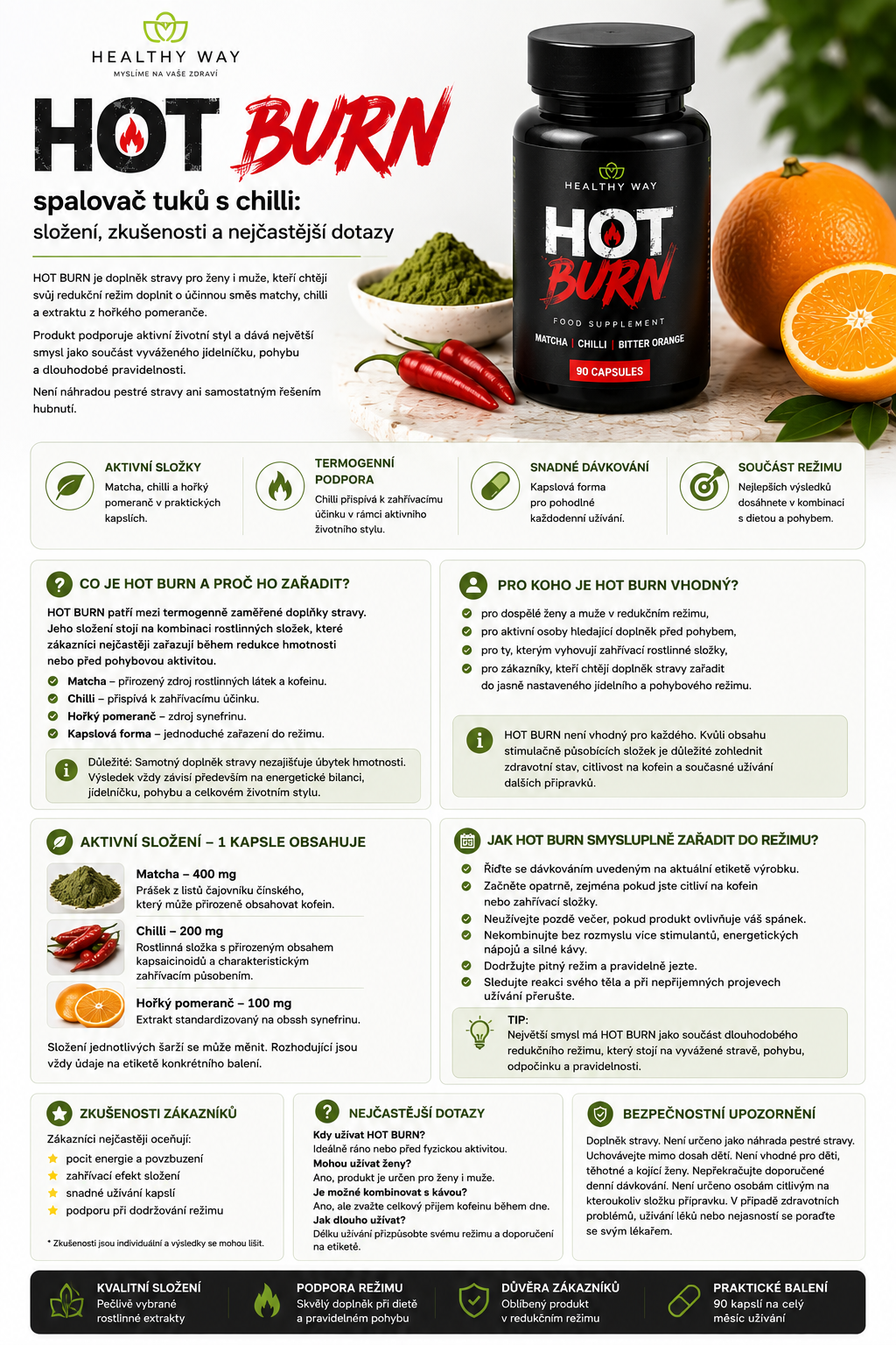 HOT BURN – spalovač tuků s chilli: složení, zkušenosti a nejčastější dotazy