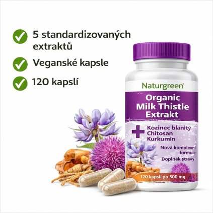 naturgreen ostropestrec milk thistle extrakt 120 kapsli