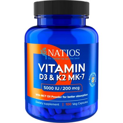 Natios Vitamin D3 & K2 5000 IU & 200 mcg 100 kapslí
