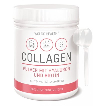 WoldoHealth Collagen – kolagen s kyselinou hyaluronovou a biotinem 500 g  Kyselina hyaluronová + biotin