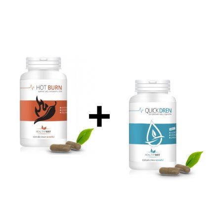 Healthy Way DUO Pack – HOT BURN + Quick Dren, 2× 60 kapslí  Komplexní balíček pro spalování tuků a detoxikaci