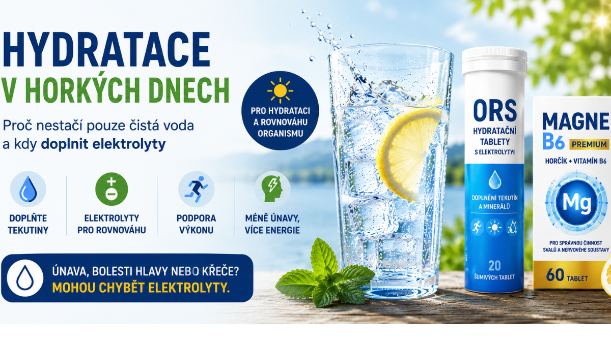 Hydratace v horkých dnech: Proč nestačí pouze čistá voda