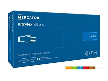 Mercator Nitrylex Classic nitrilové rukavice modré veľkosť S nesterilné nepudrované 100 ks