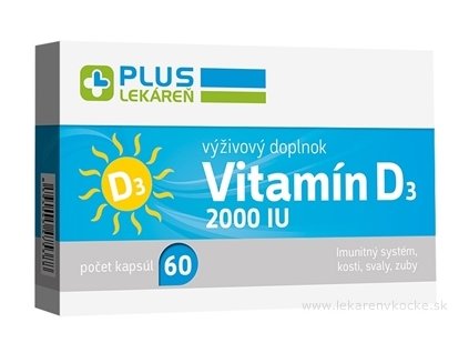 PLUS LEKÁREŇ Vitamín D3 2000 IU cps 60 ks