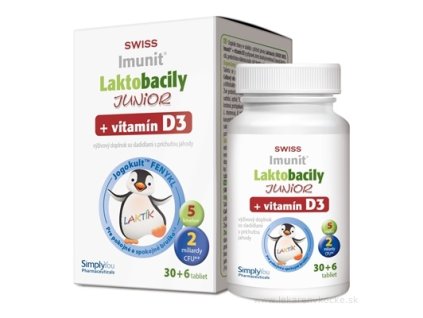 Laktobacily JUNIOR SWISS Imunit + vitamín D3 tbl 30+6 zadarmo (36 ks)