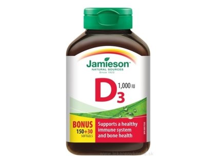 JAMIESON VITAMÍN D3 1000 IU cps (mäkké gélové kapsuly)150+30 zadarmo (180 ks)