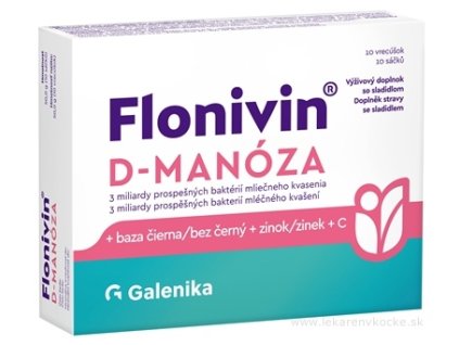 Galenika Flonivin D-Manóza (+ Baza čierna + Zinok + Vitamín C) 10 vrecúšok s práškom na prípravu nápoj