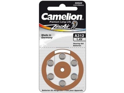 CAMELION ZincAir Premium Long Life A312 batérie 6 ks