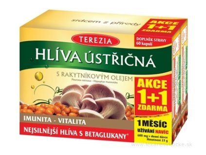 TEREZIA HLIVA USTRICOVITÁ S RAKYTNÍKOVÝM OLEJOM AKCIA 1+1, cps 60+60 zadarmo (120 ks)