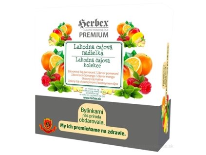 HERBEX Lahodná čajová nádielka – zázvorový čaj pomaranč, zázvorový čaj mango, ovocný čaj a zelený čaj, 4 × 10 vrecúšok
