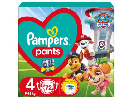 PAMPERS Plienky nohavičkové Active Baby Pants Paw Patrol veľ. 4 (9-15 kg) 72 ks