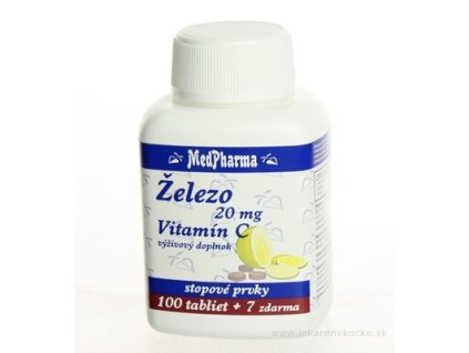 MedPharma ŽELEZO 20MG + Vit. C tbl 100+7 zadarmo (107 ks)