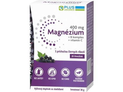 PLUS LEKÁREŇ Magnézium 400 mg+B komplex+vitamín C 20ks