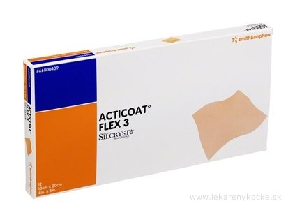 ACTICOAT FLEX 3 Krytie na rany 10 x 20 cm s nanokryštalickým striebrom 12 ks