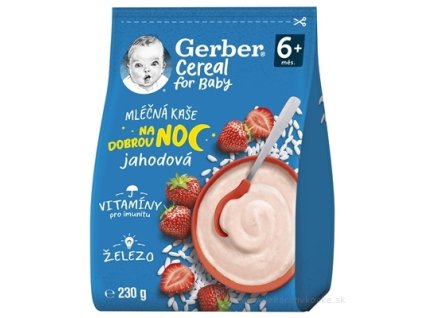 Gerber Cereal Mliečna KAŠA Dobrú noc Jahodová 230 g