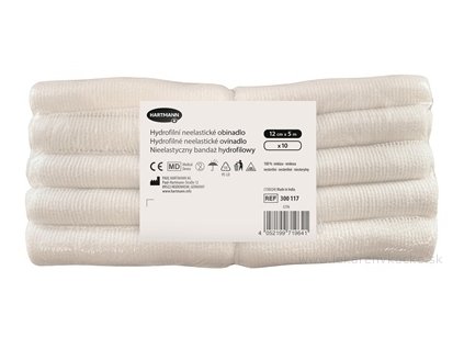 Ovínadlo hydrofilné neelastické, nesterilné – 12 cm x 5 m, balenie 10 kusov