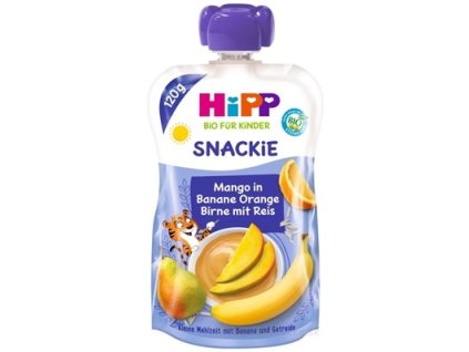 HiPP BIO KINDER Banán Pomaranč Hruška Mango Ryža kapsička (od 1. roku) ovocno-obilný príkrm 1x120 g