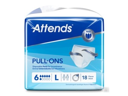 ATTENDS Pull-Ons 6 L elastické inkontinenčné nohavičky, savosť 2099 ml, obvod bokov 100-140 cm, 18 ks