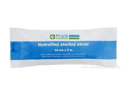 PLUS LEKÁREŇ Hydrofilný sterilný obväz 10 cm x 5 m
