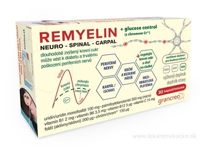 REMYELIN cps 30 kapsúl – podpora nervového systému, vitamíny B1 B6 B12, PEA, uridín, folát, chróm