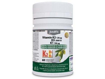 JutaVit Vitamín K2 120 µg, D3 2000 IU, K1 700 µg 60 ks