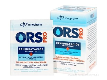 InnoPharm ORS PRO Perorálny rehydratačný granulát, soľný+mikroflóra odolná voči ATB 10×5,8 g