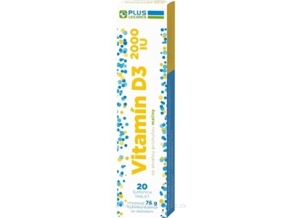 PLUS LEKÁREŇ Vitamín D3 2000 IU šumivé tbl, s príchuťou mailny 1x20 ks