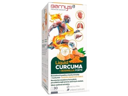 Barnys Liquid Curcuma + Boswellia Forte – výživový doplnok na podporu kĺbov a imunity, 30 kapsúl
