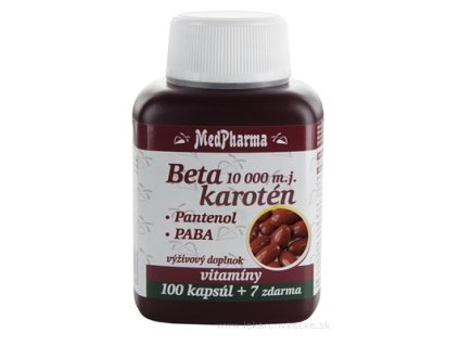MedPharma BETAKAROTÉN 10 000 m.j.+Pantenol+PABA cps 100+7 zadarmo (107 ks)