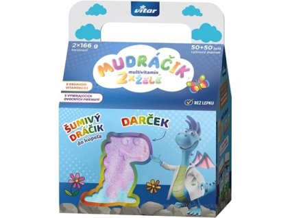 Vitar MUDRÁČIK multvitamín želé zmes príchutí 2x50 ks(100ks) + darček: šumivý dráčik, chlapec, 1 set