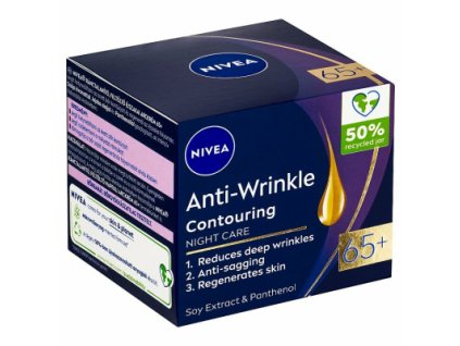 NIVEA Nočný krém na zlepšenie kontúr 65+ – 50 ml – spevnenie a regenerácia počas spánku
