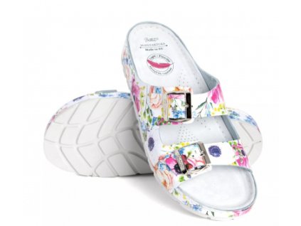 Batz Zenna Summer č.38, dámske letné papuče s kvetinovým vzorom, anatomická stielka, nastaviteľné remienky