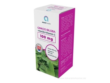 Adampharm Ginkgo biloba + horčík + vitamín C – pamäť, koncentrácia, krvný obeh a nervy v 60 kapsulách
