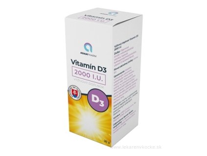 ADAMPharm Vitamín D3 2000 I.U. – 60 kapsúl pre silnú imunitu, zdravé kosti, svaly a náladu