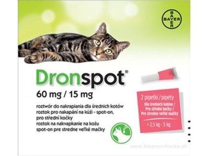 Dronspot 60 mg/15 mg spot-on (2 pipety) 2x0,7 ml