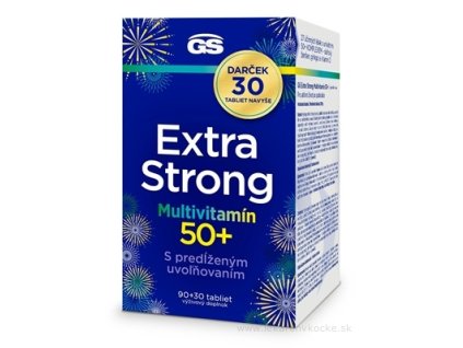 GS Extra Strong Multivitamín 50+ – komplex vitamínov a minerálov pre seniorov, 120 tabliet (90+30 ZADARMO)