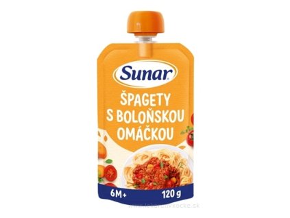 Sunar príkrm Špagety s bolonskou omáčkou – zeleninovo-mäsový, od 6 mesiacov, 120 g