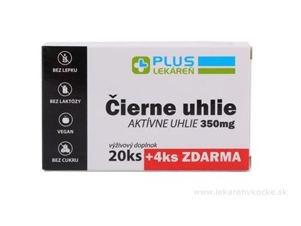PLUS LEKÁREŇ Čierne uhlie 350 mg tbl (20+4 ks zdarma) (24 ks)