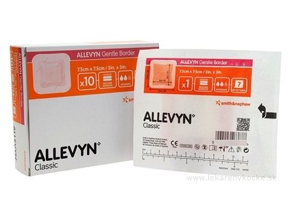 ALLEVYN Gentle Border Krytie na rany adhezívne penové krytie so silikónovým gélom, 7,5x7,5 cm, 10 ks