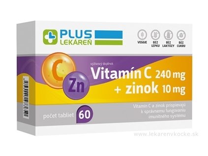 PLUS LEKÁREŇ Vitamín C 240 mg + zinok 10 mg tbl 1x60 ks