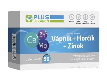 PLUS LEKÁREŇ Vápnik + Horčík + Zinok 50 ks