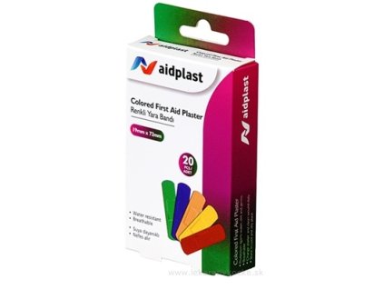 Aidplast Náplasť na rany farebná (1,9 x 7,2 cm) 20 náplastí