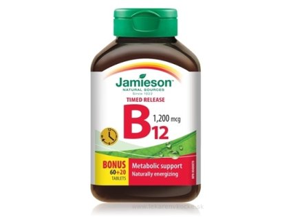 JAMIESON VITAMÍN B12 METYLKOBALAMÍN 1200 μg tbl s postupným uvoľňovaním 60+20 zadarmo (80 ks)